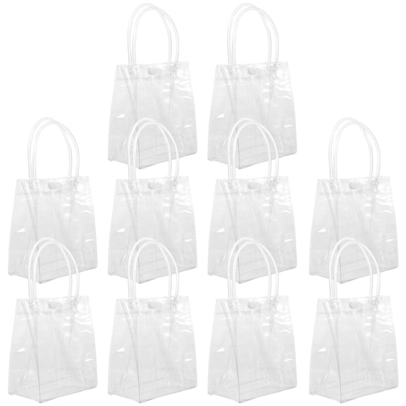 HEALEEP 10Pcs Clear Bags for Celebration Reusable PVC present Bags with Handles