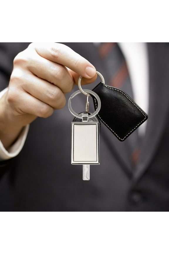 10Pcs Metal Number Tags Engraving Anti-Lost Blank Keychains for Car Key Chain 4.2X2in