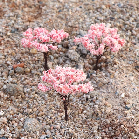 HEALEEP 10Pcs Miniature Model Cherry Trees Pink Metal Landscape Decoration for Scenery 6.00X6.00X9.00Cm