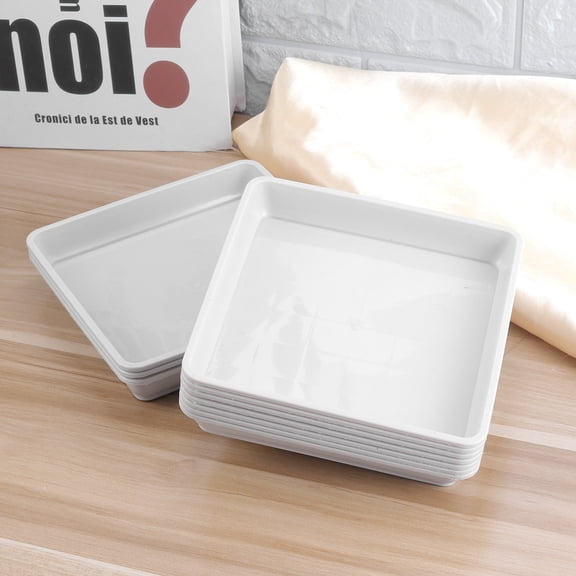 HEALEEP 10-Pack Resin Plant Saucers 7.3x7.3x1 Inch, Drip Trays for Indoor Flower Pots and Small Plants