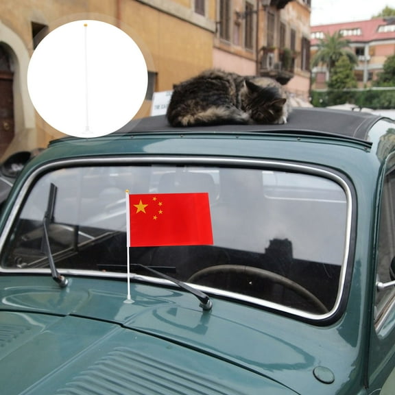 HEALEEP 10Pcs White Rectangular Car Window Flag for Outdoor Travel with Suction Cup Flag Pole Mount 31.5X3CM