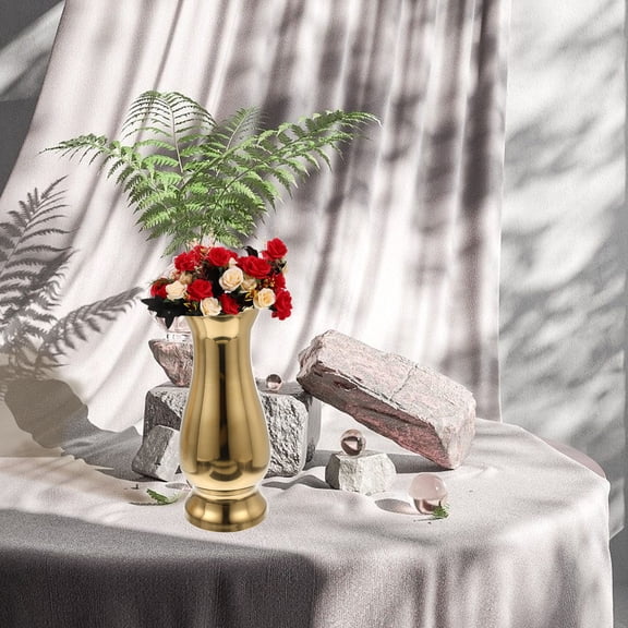 HEALEEP 1Pack Abstract Metal Vase in Golden Color for Wedding and Special Occasions Celebration