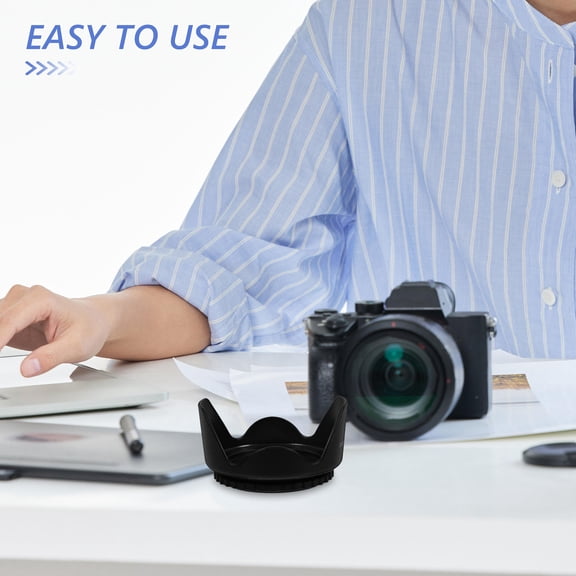 HEALEEP 1Pack Camera Lens Hood Cylindrical Shape Black Abs Plastic Rubber For Preventing Lens Flare 8.2x8.2x0.8In