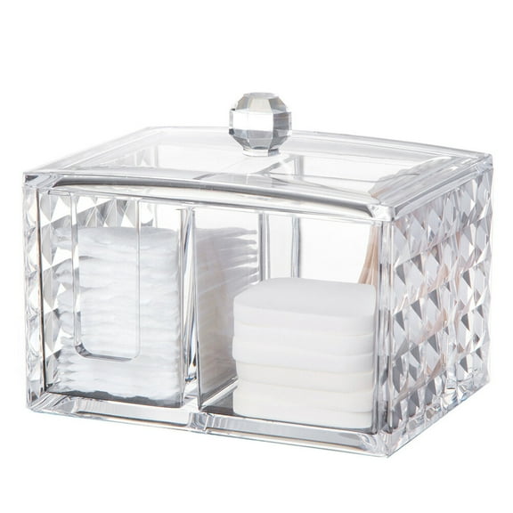 HEALEEP 1Pack Clear Storage Container for Cotton Rounds and Swabs Bathroom Organizer with Lids 14.4x10x11.2in