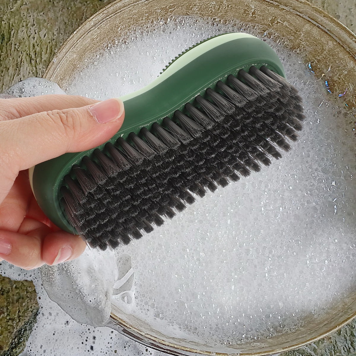 HEALEEP Comfortable Grip Laundry Brush, Green, Durable Tpr Bristles, Multi-Function