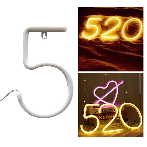 HEALEEP 1Pack Number 5 Shape LED Neon Lights for 8.6 x 5.3 x 0.8in
