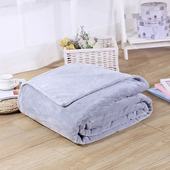 HEALEEP 1Pack Thick Flannel Fleece Blanket Grey Bedding Warm Winter Use 27.5x39.4in