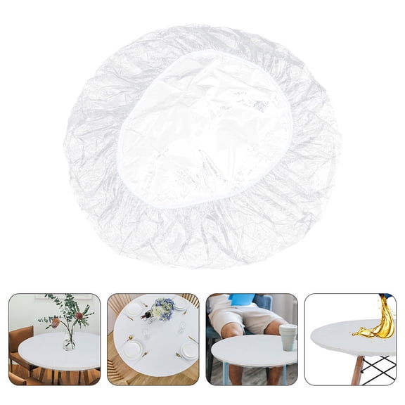 HEALEEP Fitted Round Tablecloth Transparent PVC for Everyday Home Use