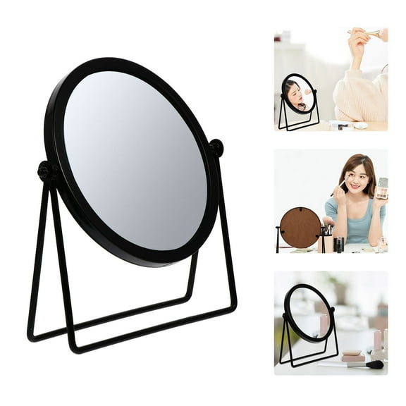 HEALEEP 1Set Black Metal Vanity Mirror for Desk with Rotating Design 8.5x7.1in No Distortion