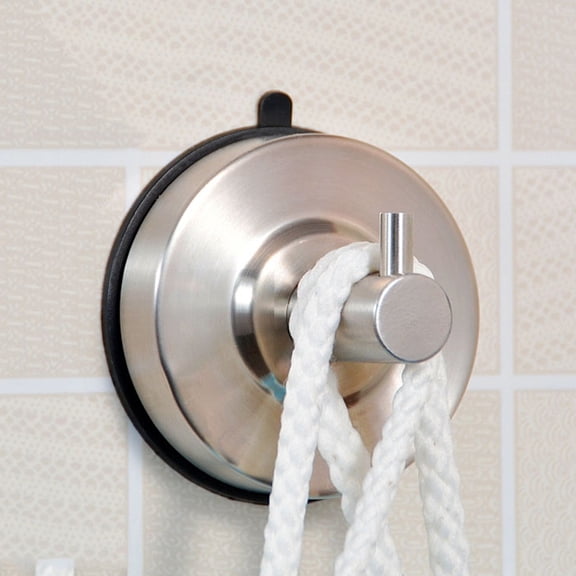 HEALEEP 1Set Double-Ended Suction Cup Hook 304 Stainless Steel Silver 6.5x2.5x2.3in