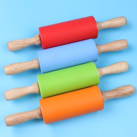HEALEEP 1Set Mini Rolling Pin for Dough Silicone Non Stick Wood Handle Kitchen Tool