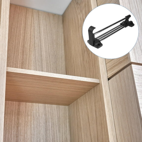HEALEEP 1Set Rectangular Clothes Hanger Retractable Wardrobe Rail Silver 300mm Protective Closet Rod