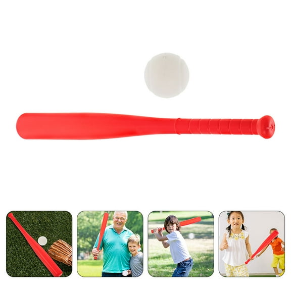 HEALEEP 1Set Red Plastic Bat and Ball for Beginners with Safety Design Durability