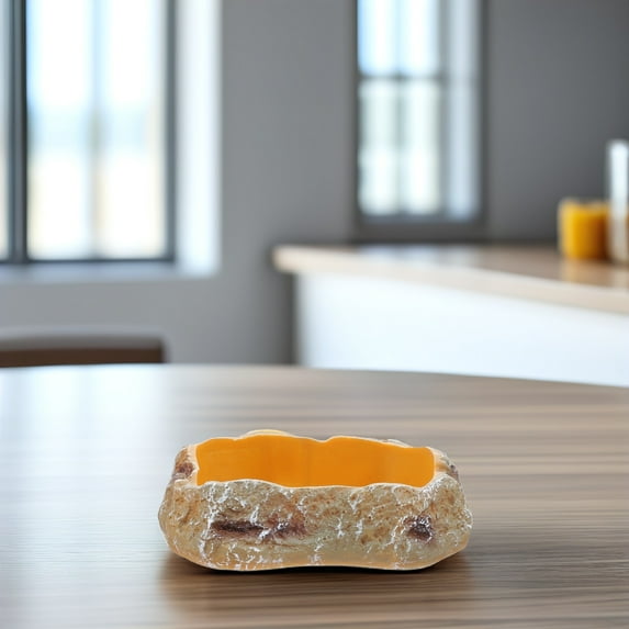 HEALEEP 1Set Reptile Feeding Dish Resin Water Feeding for Reptile Pets 4.32X3.54X1.18Inch