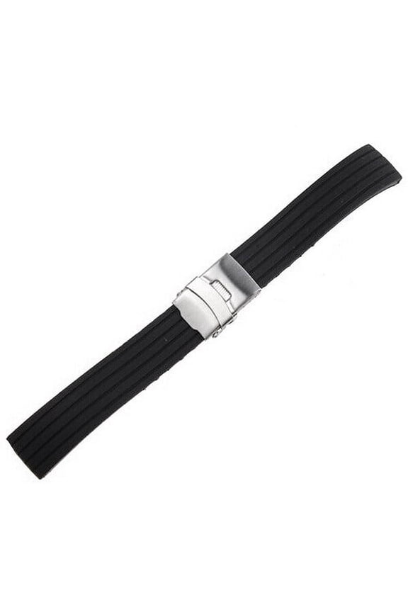1Set Watch Band Stripes Pattern Silicone Stainless Steel Waterproof for Sports Diving 18mm
