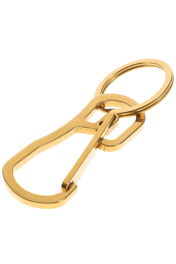 1pc Stainless Steel Key Chain Simple Design Metal Key Ring for Men Women Golden 6x2.5x3.5cm