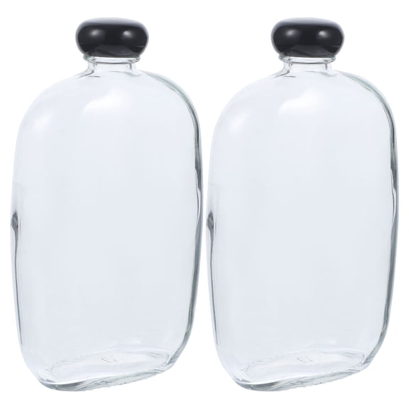 HEALEEP Set of 2 Mini Clear Glass Bottles 350ml Each, Portable and Leak-Proof for Daily Use and Travel