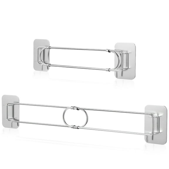 HEALEEP 2-Pack Adjustable RV Corner Storage Bars for Shower, Space-Saving Fixing Rods, Camper Bathroom Organizer Shelves