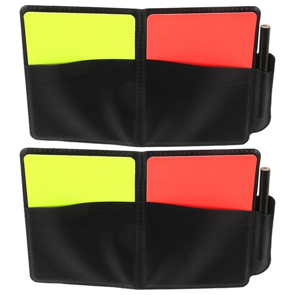 HEALEEP 2 Sets of Football Soccer Referee Kit Red Yellow Referee Cards Notepad Pen for Soccer Game