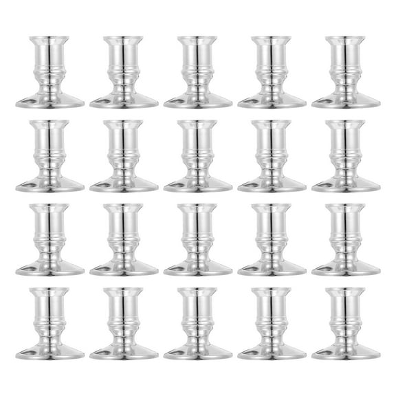 HEALEEP 20 Pcs Plastic Candle Holders for Candlesticks Bulk Retro Decorative Silver