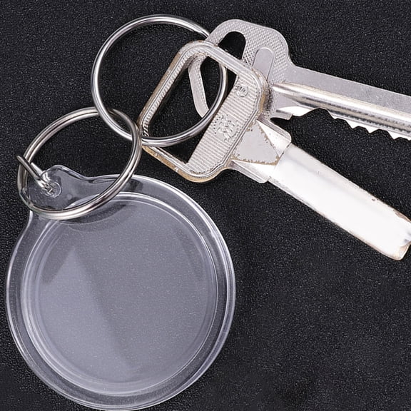 HEALEEP 25Pcs Photo Insert Keychain Round Acrylic with Blank Design 4.5x0.3in