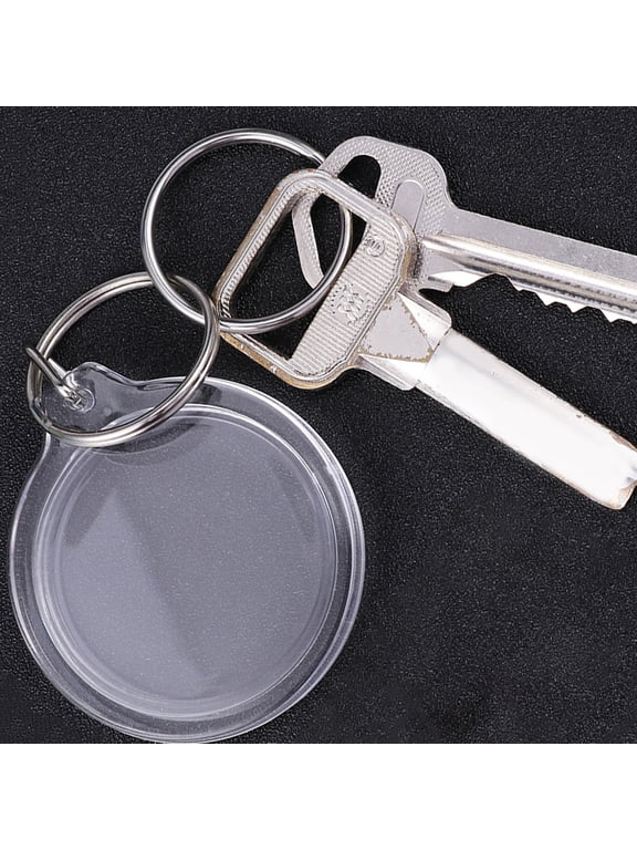 25Pcs Photo Insert Keychain Round Acrylic with Blank Design 4.5x0.3in