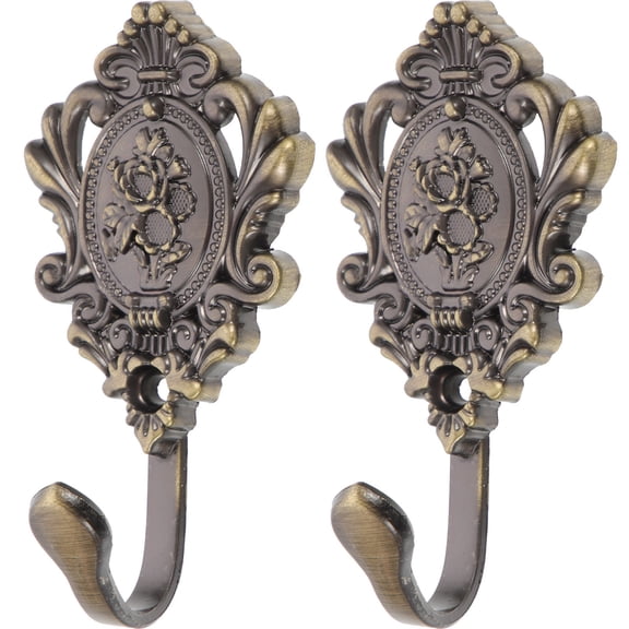 HEALEEP 2Pcs Classic Bronze Drapery Holdbacks with Zinc Alloy Material and Rose Carve .5x5x3.5in