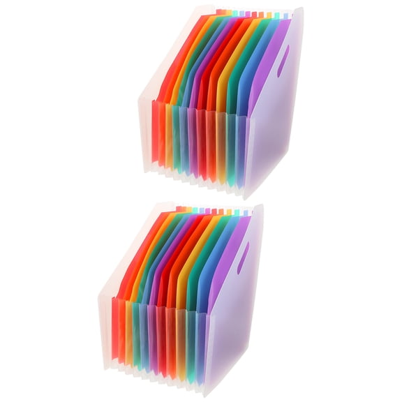 HEALEEP 2-Pack Transparent Diagonal Accordion File Folder Organizer, 12.7 x 9.9 Inches, Multi-Section Document Holder