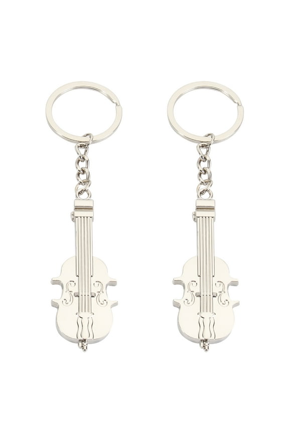 2Pcs Guitar Key Chain in Silver Alloy for Families and Friends as a present