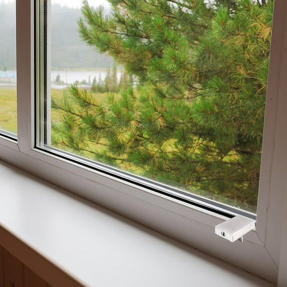 HEALEEP 2Pcs Security Window Locks Sliding Stainless Steel Silver 11.8*7.9*3.9in