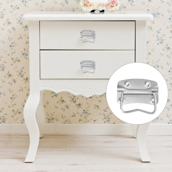 HEALEEP 2Pcs Stainless Steel Folding Pull Handle Toolbox Case Ring Rectangular for Cabinets Drawers 3.93x2.75x2.12in