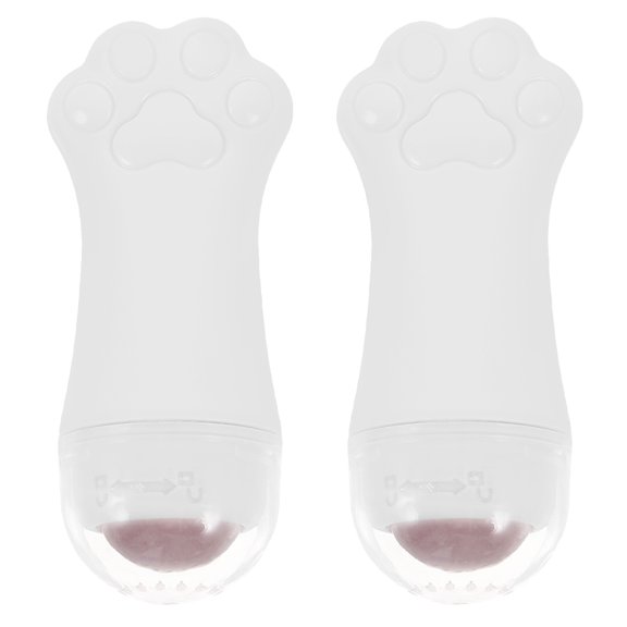 HEALEEP 2Pcs White Cat Paw Face Massage Roller Portable Facial Tool for Home Use Skin Revitalization