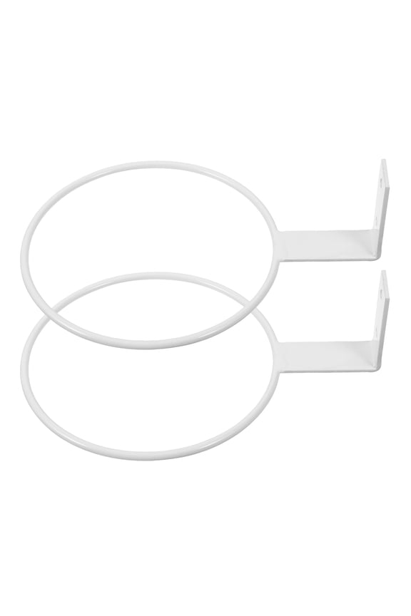 2-Pack White Iron Basketball Wall Mount Holders for Home, Gym, and Shopping Mall Display Counters