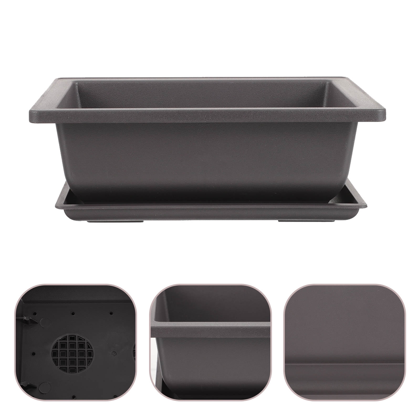 Deep Rectangular Pots HEALEEP 2Sets Black Rectangular Plant Pots Set for Home Decoration and ...