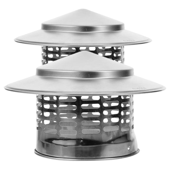 HEALEEP 2pcs Stainless Steel Chimney Cap Chimney Cowl Pipe Rain Cover Protector Cap Ending Roof Cowl