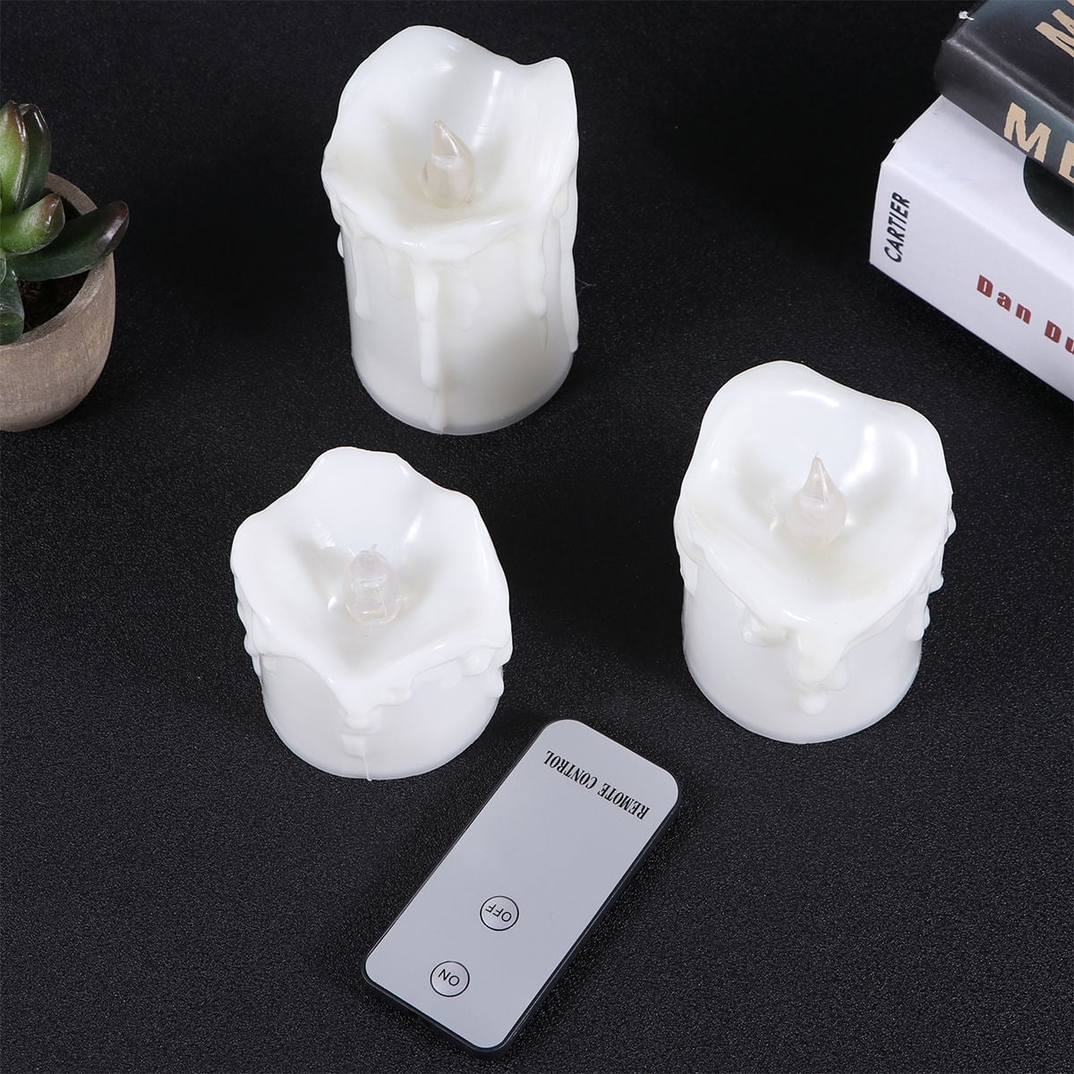 HEALEEP 3Pcs Rechargeable Flameless Candles Flickering Moving for Decoration Light in Various Occasions