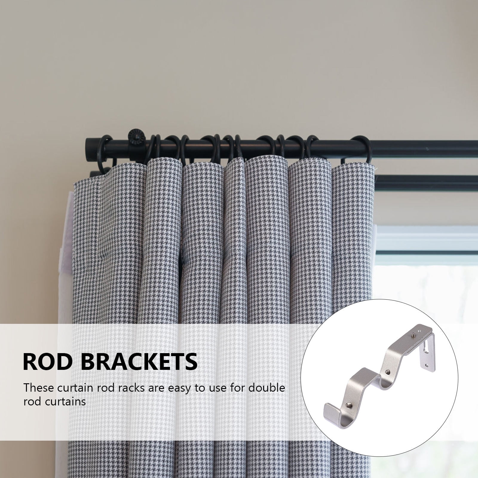 HEALEEP 3Set Drapery Rod Racks Silver Iron Design for Home Office Store ...