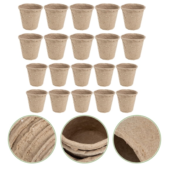 HEALEEP 40Pcs Round Paper Pulp Seedling Raising Cups for Flower and Vegetable Gardens
