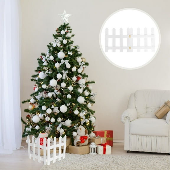 HEALEEP 47.2X11.8X0.2In Decorative Wood Picket Fence Set Christmas Xmas Tree Outdoor Fencing