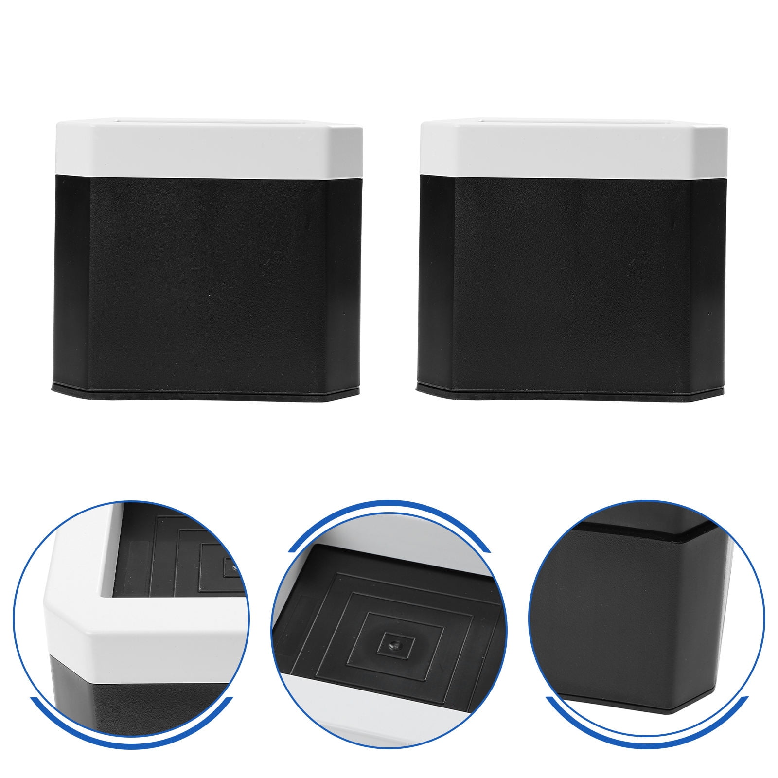 HEALEEP 4Pcs Bed Risers Black Plastic Square Furniture Frame Lifts for ...