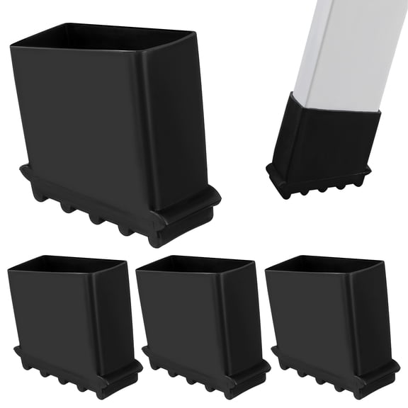 HEALEEP 4-Pack Non- Rubber Ladder Leg Pads for Step Ladder Safety and Stability, Black Protective Feet Covers