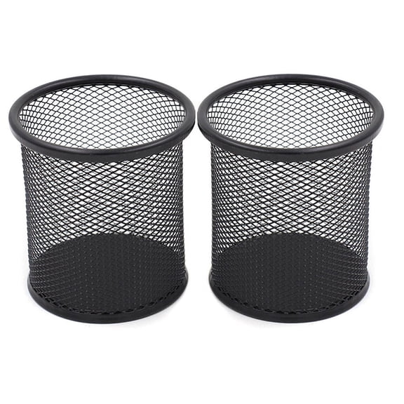 HEALEEP 4Pcs Mesh Metal Pen Can for Desk Small Cylindrical Pencil Holder 10x8x8cm