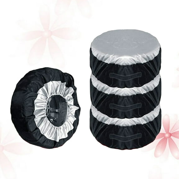 HEALEEP 4Pcs Rainproof and Scratch Proof Tire Covers for Cars in Black Polyester 25.55X15.72X0.39in