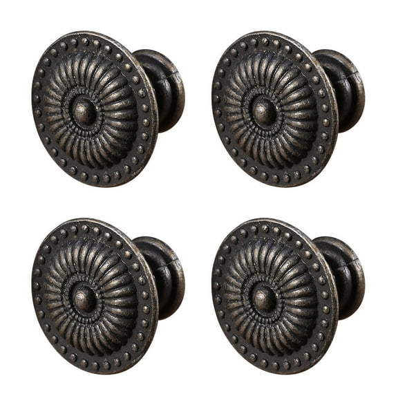 HEALEEP 4Pcs Vintage Furniture Handles for Wardrobes Dresser Hardware Black Knob