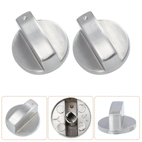 HEALEEP 4Pcs Zinc Alloy Stove Knobs Silver Round for Range Replacement and Burner Control