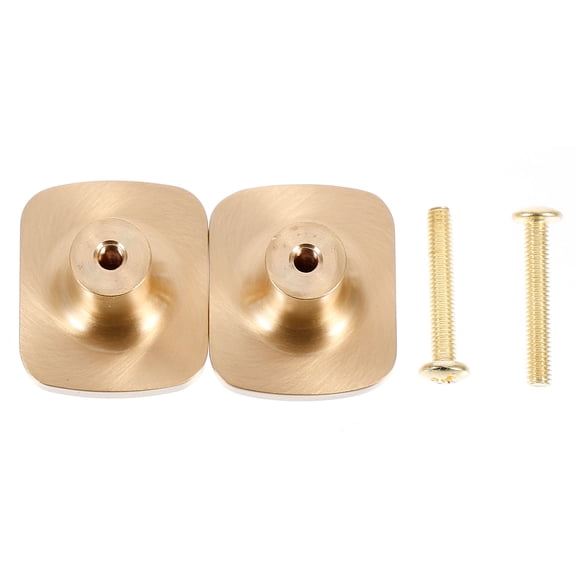 HEALEEP 2-Pack Golden Cabinet Door Knobs, Minimalist Style Hardware, 1.3 x 1.1 x 0.8 Inch Handles for Kitchen and Furniture