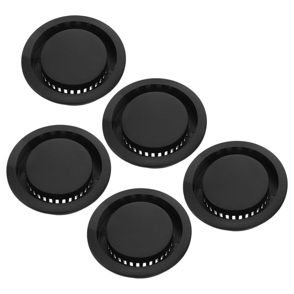 HEALEEP 5-Pack Black Round Vent Covers for Cabinets, Airflow Control and Odor Prevention, Ideal for Home Decoration