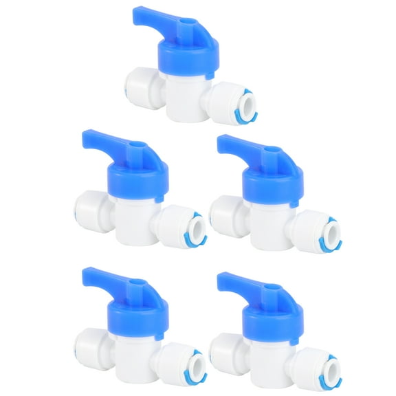 HEALEEP 5Pcs Plastic Round Tube Ball Valve for Water Pipe Connection 1.97X1.57X0.79in