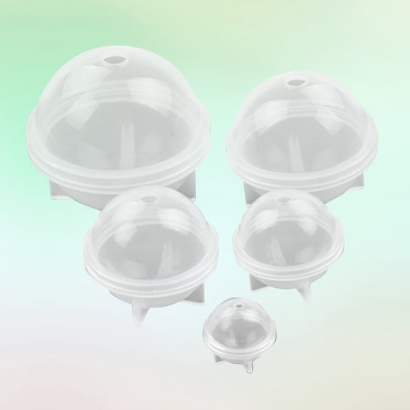 HEALEEP 5Pcs Silicone Round Molds for Epoxy Resin Flower Drying High Mirror Surface Transparent White Sphere Moulds