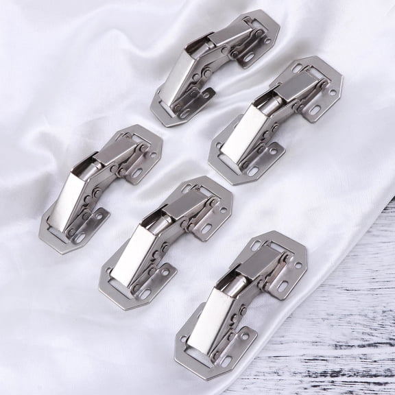 HEALEEP 5Pcs Silver Steel Hinges for Kitchen Cabinet Doors Concealed and Silent with Easy Installation